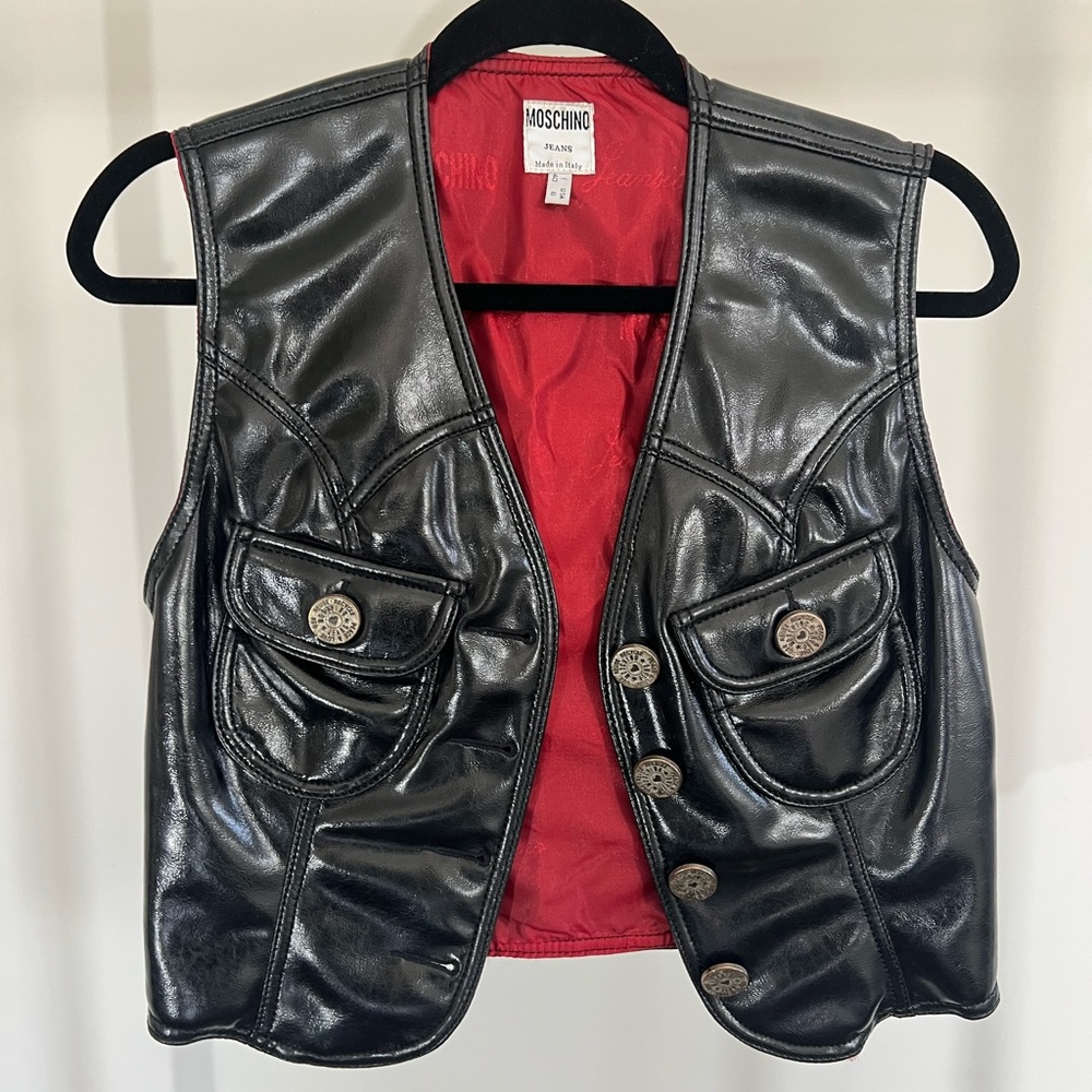 Moschino Jeans Leather Vintage Vest US 6